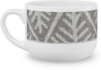 Mugs: Textured Mudcloth Latte Mug, White, 25Oz, Gray