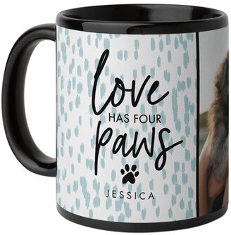 Mugs: Playful Contemporary Dots Mug, Black, 11Oz, Black