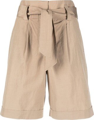 Tie-Fasten High-Waist Shorts