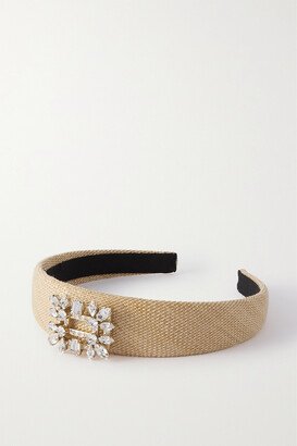 Broche Vivier Crystal-embellished Faux Raffia Hairband - Neutrals