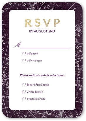 Rsvp Cards: Elegant Sky Wedding Response Card, Purple, Signature Smooth Cardstock, Rounded