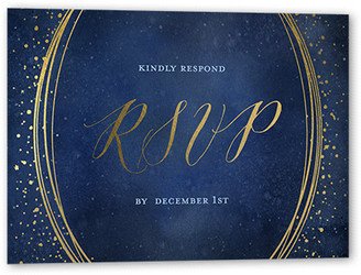 Rsvp Cards: Resplendent Night Wedding Response Card, Gold Foil, Blue, Matte, Signature Smooth Cardstock, Square