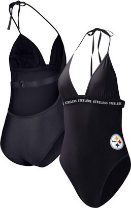 Women's G-iii 4Her by Carl Banks Black Pittsburgh Steelers Full Count One-Piece Swimsuit