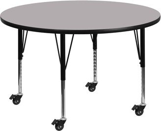 Mobile 48'' Round Thermal Laminate Activity Table - Adjustable Short Legs