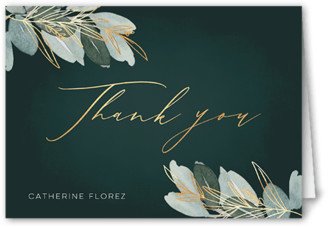 Wedding Thank You Cards: Leafy Shower Thank You Card, Green, 3X5, Matte, Folded Smooth Cardstock