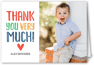 Thank You Cards: Colorful Thank You Thank You Card, Red, 3X5, Matte, Folded Smooth Cardstock