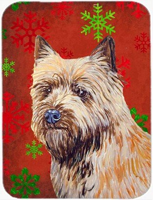 LH9320LCB Cairn Terrier Red And Green Snowflakes Christmas Glass Cutting Board