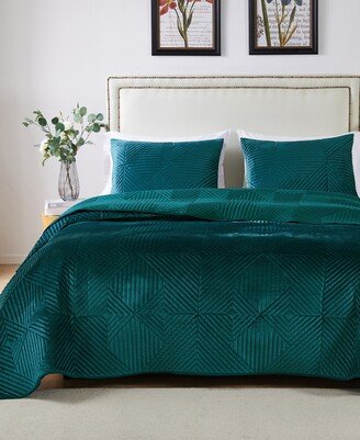 Riviera Velvet Finely Stitched 2 Piece Quilt Set, Twin/Xl