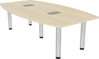 Skutchi Designs, Inc. 7' Boat Shaped Conference Room Table Power And Data Silver Post Legs