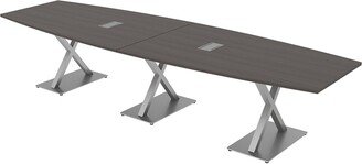 Skutchi Designs, Inc. 12 Person Modular Boat Shaped Powered Conference Table With X Bases