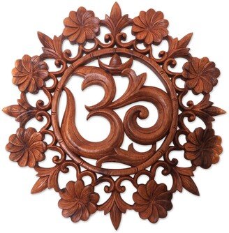 Handmade Lively Om Wood relief panel