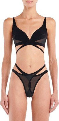 x Mugler Flock Strappy Bra