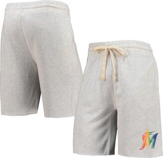 Men's Concepts Sport Oatmeal Miami Marlins Mainstream Logo Terry Tri-Blend Shorts