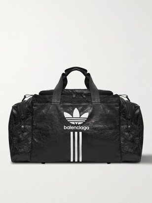 adidas Logo-Print Textured-Leather Weekend Bag