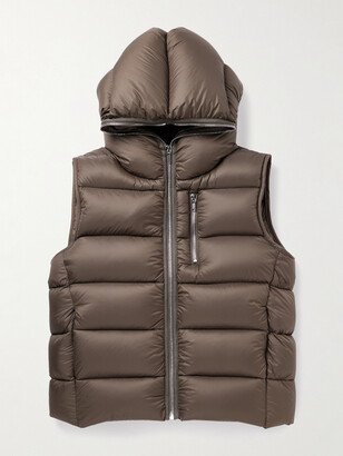 Quilted Nylon Hooded Down Gilet