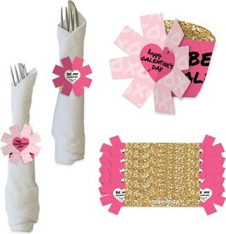 Big Dot of Happiness Be My Galentine - Galentine's & Valentine's Day Party Paper Napkin Holder - Napkin Rings - Set of 24