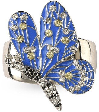 Nomi K Silverplated Enamel & Crystal Butterfly 4-Piece Napkin Ring Set