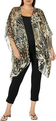 Size Open Front Jacket Wrap (Print) Scarves