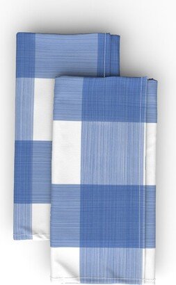 Cloth Napkins: Buffalo Check Cloth Napkin, Longleaf Sateen Grand, Blue