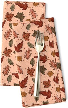 Autumn Dinner Napkins | Set Of 2 - Falling Leaves By Graphicallycorrect Pastel Orange Fall Changing Seasons Cloth Spoonflower