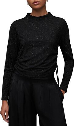 Beta Shimmer Ruched Funnel Neck Crop Top