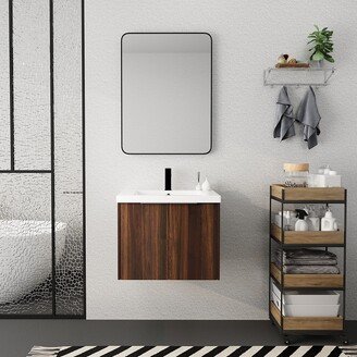 Jims Maison Wood Wall-Mounted Bathroom Vanity Set with Integrated Resin Sink