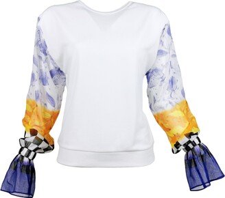 Lalipop Design Viscose Blouse With Crinkle Chiffon Sleeves