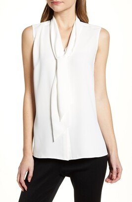 Crepe Tie Neck Sleeveless Blouse