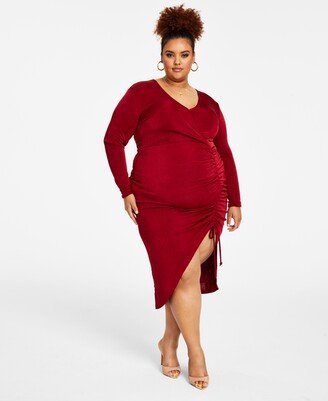 Nina Parker Trendy Plus Size Ruched Slinky Dress