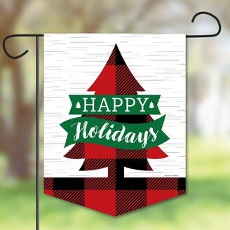 Big Dot Of Happiness Holiday Plaid Trees - Outdoor Home Decor - Double-Sided Garden Flag 12 x 15.25