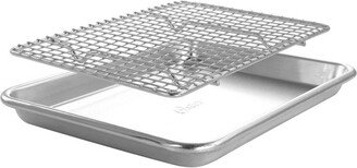 Baker's Glee Stainless Steel 13in Cookie Sheet and 12in Cooling Rack Bakeware Set in Silver