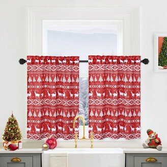 Farmhouse Christmas Tree and Deer Pattern Bathroom Kitchen Curtains