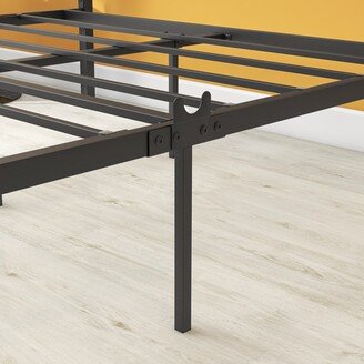 Metal Canopy Bed Frame, Stable and durable metal platform , Queen Black