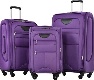 EDWINRAY Softside Luggage Expandable 3 Piece Set Suitcase Upright Spinner Softshell Lightweight Luggage Travel Set-AB