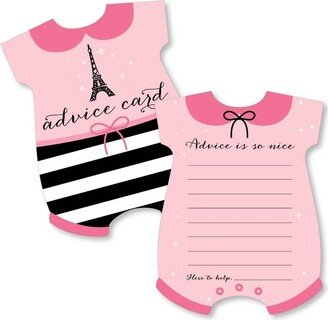 Big Dot of Happiness Paris, Ooh La La - Baby Bodysuit Wish Card Paris Themed Baby Shower Activities - Shaped Advice Cards Game - Set of 20