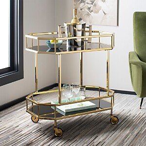 Silva Brass 2 Tier Octagon Bar Cart