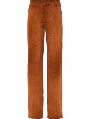 Suede Straight-Leg Trousers