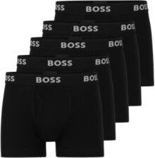 Five-pack of ribbed-cotton trunks with logo waistbands