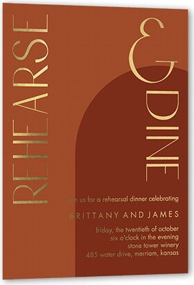 Rehearsal Dinner Invitations: Always Modern Rehearsal Dinner Invitation, Gold Foil, Orange, 5X7, Matte, Personalized Foil Cardstock, Square