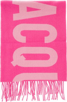 'l'echarpe ' Pink Scarf With Contrasting Logo In Wool Woman