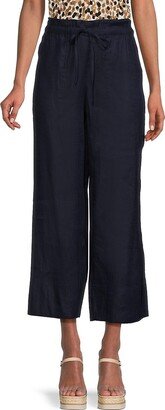 T Tahari Women's Wide Leg Linen Blend Cropped Pants