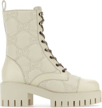 GG Quilted Lace-Up Ankle Boots-AA