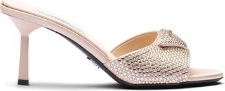 Crystal-Embellished Satin Mules-AA