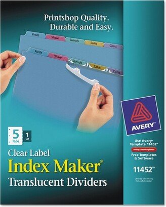 Index Maker Print & Apply Clear Label Plastic Dividers 5-Tab Letter 11452