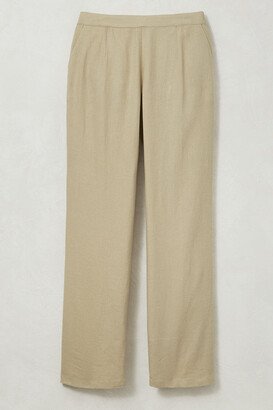 Women's Elastic back linen/viscose wide leg pants - Bisque - 4P - Petite Size