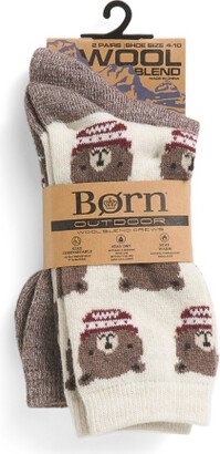 TJMAXX 2Pk Bear Wool Blend Crew Socks For Women