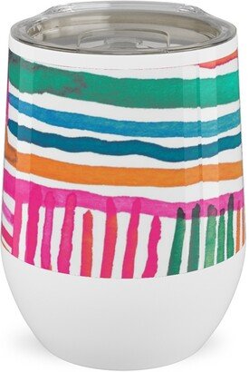 Travel Mugs: Linear Meditation Stainless Steel Travel Tumbler, 12Oz, Multicolor