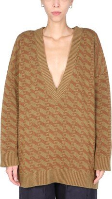 Jacquard V-Neck Knit Jumper