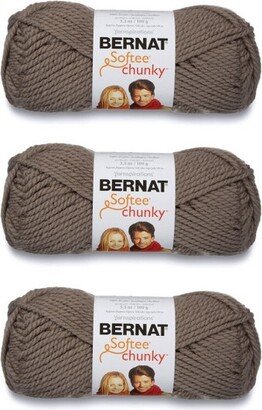 Bernat Softee Chunky Taupe Gray Yarn - 3 Pack of 100g/3.5oz - Acrylic - 6 Super Bulky - 108 Yards - Knitting/Crochet