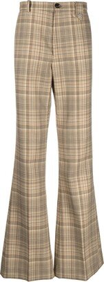 EGONlab. Flared Plaid-Check Print Trousers